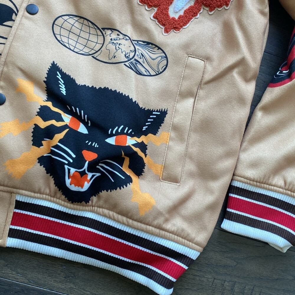 Reason Tan Bomber Jacket with Red and Black Accents - Picture 5 of 11